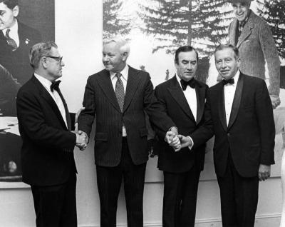 Former Governors Rockefeller and Wilson, and Governor Carey with Kenneth Williams