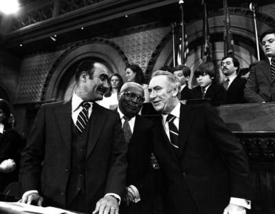 Governor Carey with Secretary Paterson and Rev. Martin Luther King, Sr.