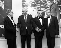 Former Governors Rockefeller and Wilson, and Governor Carey with Kenneth Williams