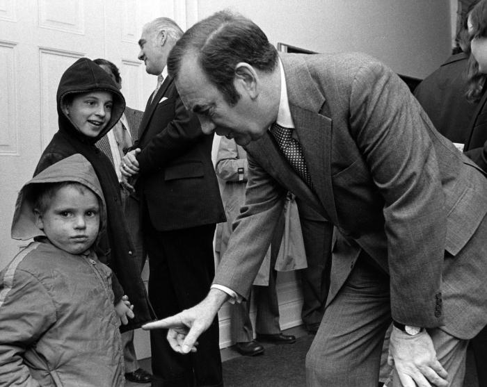 Governor Carey with Young Guest at Open House