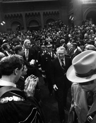 Governor Carey walks through Crowd at Inauguration