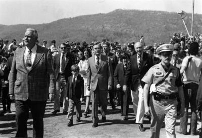 Governor Carey arrives at Fort Ticonderoga for a Bicentennial Celebration.