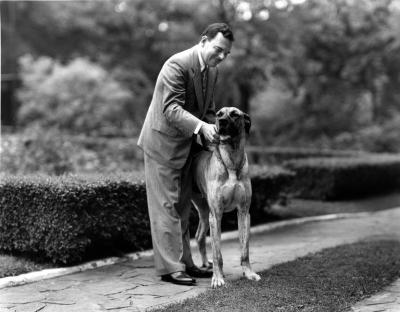 Governor. Governor Dewey and dog at Executive Mansion
