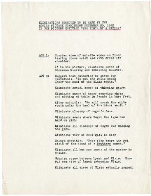 "Birth of a Nation" motion picture case file