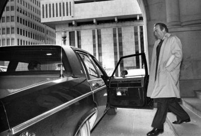 Governor Hugh L. Carey Leaving the Capitol Building