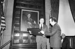 Unveiling of FDR portrait with Governor Carey and FDR, Jr.