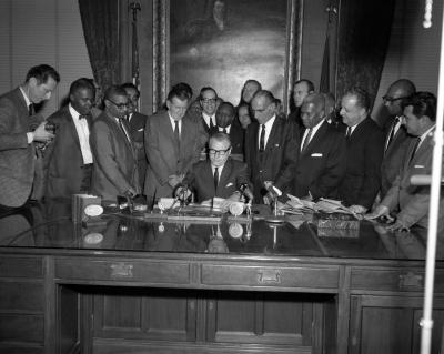 Rockefeller signing Urban Renewal Bill