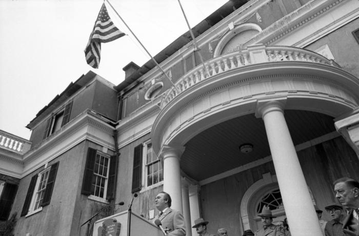 Governor Carey speaking at the Franklin D. Roosevelt Centennial