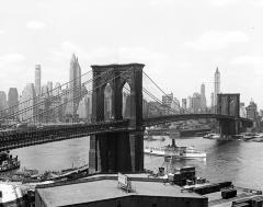 New York City. Brooklyn Bridge And Lower Manhattan Skyline