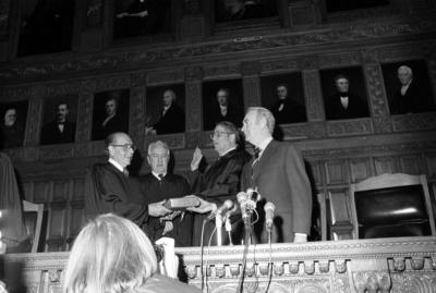 Hugh Carey and Chief Judge Lawrence Cooke