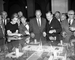 Governor Rockefeller and Mayor Erastus Corning at SUNYA plans unveiling