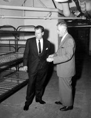 Governor Rockefeller inspects fallout shelter in capitol. H. Thayer, 6/20/61.