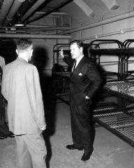 Governor Rockefeller inspects fallout shelter in capitol.