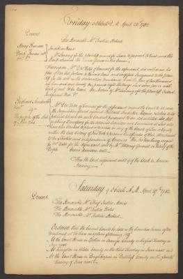 Minutes of the Supreme Court of Judicature of the State of New York, 27 April 1782