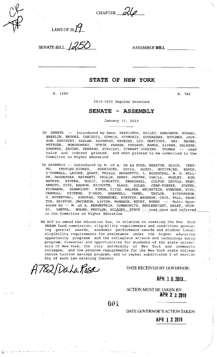 NYS Bill and Veto Jackets: 2019, Chapter 26