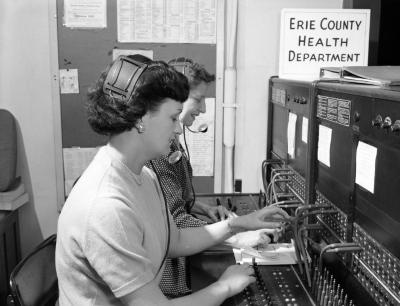 Two telephone operators, 1954