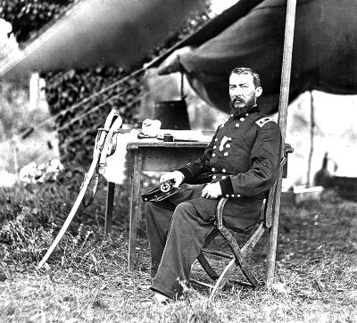 Civil War. General Sheridan Seated in Front of Tent