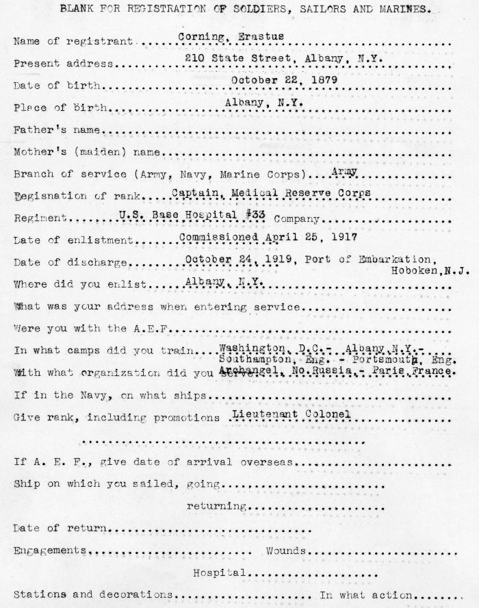 Erastus Corning Registration Document