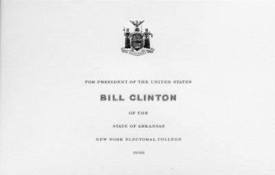 Electoral College ballot for Bill Clinton as President