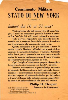 Broadside for Military Census in Rensselaer County (Italian)