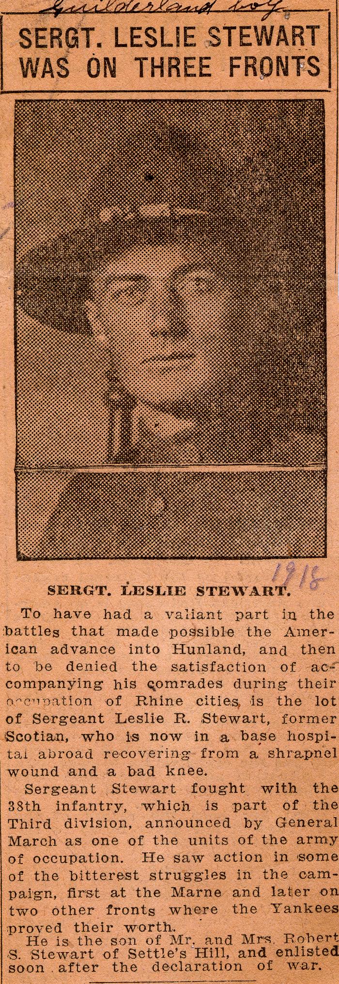 Sergt. Leslie Stewart Was On Three Fronts