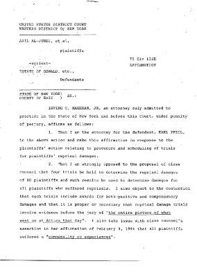 Affirmation of Maghran, United States District Court, Western District of New York in the matter of Akil Al-Jundi, et al. vs Estate of Oswald, et al.