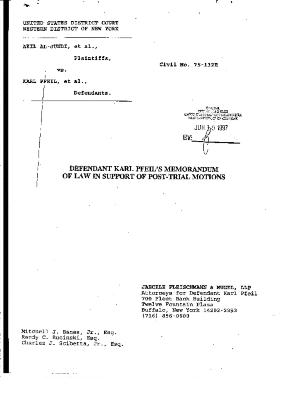 Defendant Pfeil's Memorandum of Law, United States District Court, Western District of New York in the matter of Akil Al-Jundi, et al. v. Karl Pfeil, et al.