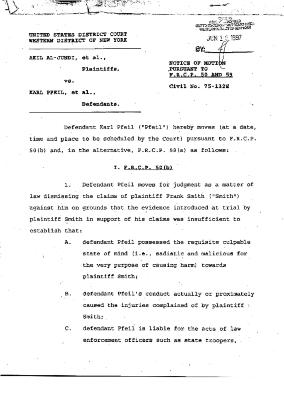 Notice of Motion of Pfeil, United States District Court, Western District of New York in the matter of Akil Al-Jundi, et al. v. Karl Pfeil,, et al.