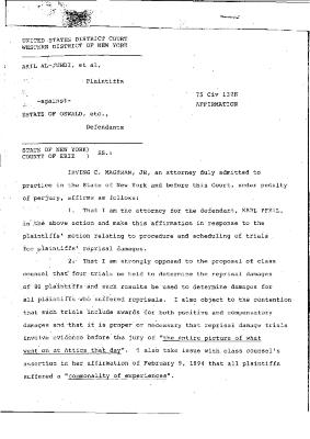 Affirmation of Maghran, United States District Court, Western District of New York in the matter of Akil Al-Jundi, et al. v. Estate of Oswald, et al.