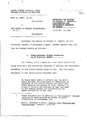 Oswald's Requests to Charge, United States District Court, Western District of New York in the matter of Akil Al-Jundi, et al. vs Estate of Rockefeller, et al.