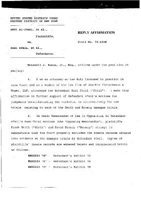 Reply Affirmation of Pfeil, United States District Court, Western District of New York in the matter of Akil Al-Jundi, et al. v. Karl Pfeil, et al.