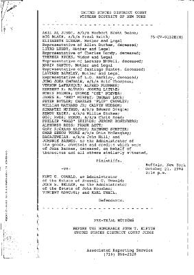 Pre-Trial Motions before the Honorable John T. Elfvin, United States District Court, Western District of New York, in the matter of Akil Al-Jundi, et al. v. Oswald, et al.