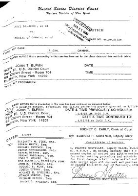 Notice of a proceeding, United States District Court, Western District of New York in the matter of Akil Al-Jundi, et al. vs Estate of Oswald, et al.