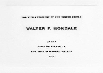 Electoral College ballot for Walter Mondale as Vice President