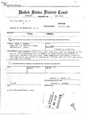 Notice, United States District Court, Western District of New York in the matter of Akil Al-Jundi, et al. v. Estate of Nelson A. Rockefeller, et al.