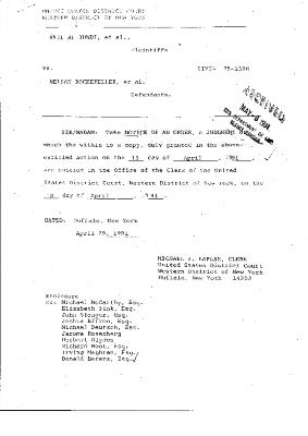 Order for Substitution by the Honorable John T. Elfvin, United States District Court, Western District of New York in the matter of Akil Al-Jundi, et al. v. Nelson A. Rockefeller et al.