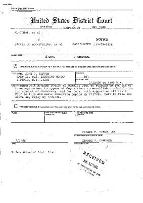 Notice, United States District Court, Western District of New York in the matter of Akil Al-Jundi, et al. v. Estate of Nelson A. Rockefeller, et al.