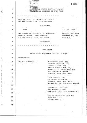 Transcript of the jury trial before the Honorable John T. Elfvin, United States District Court, Western District of New York.