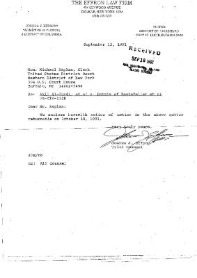 Notice of Motion, United States District Court, Western District of New York in the matter of Akil Al-Jundi, et al. v. Estate of Nelson A. Rockefeller, et al.