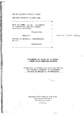 Statement of Facts, United States District Court, Western District of New York, in the matter of Akil Al-Jundi, et al. against Estate of Nelson A. Rockefeller, et al.