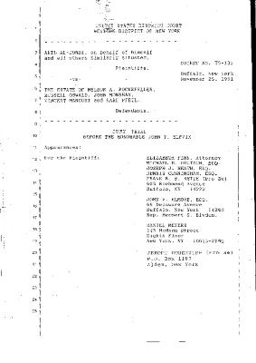 Transcript of the jury trial before the Honorable John T. Elfvin, United States District Court, Western District of New York.