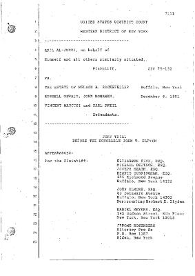 Transcript of the jury trial before the Honorable John T. Elfvin, United States District Court, Western District of New York