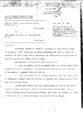 Notice of Motion to Extend Time, United States District Court, Western District of New York in the matter of Akil Al-Jundi, et al. v. Estate of Nelson A. Rockefeller, et al.