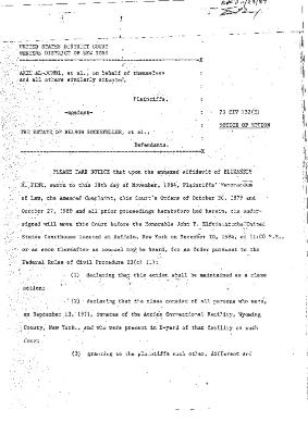 Notice of Motion, United States District Court, Western District of New York in the matter of Akil Al-Jundi, et al. v. Nelson A. Rockefeller et al.