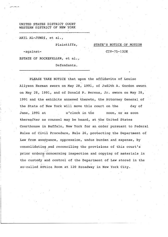 State's Notice of Motion for a Protective Order