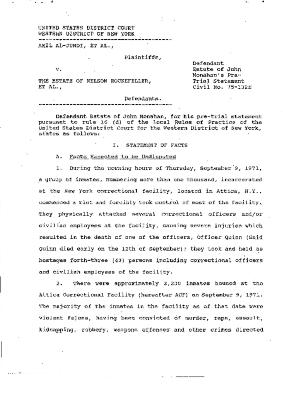 Pre-Trial Statement of Monahan, United States District Court, Western District of New York in the matter of Akil Al-Jundi, et al. v. Estate of Nelson A. Rockefeller et al.