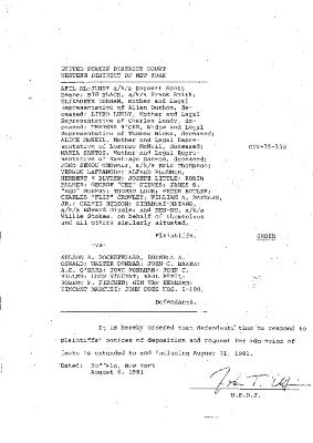 Order by the Honorable John T. Elfvin, United States District Court, Western District of New York in the matter of Akil Al-Jundi, et al. v. Nelson A. Rockefeller et al.