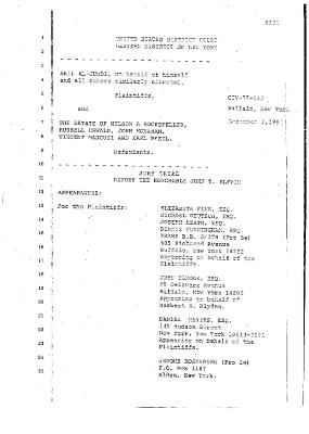 Transcript of the jury trial before the Honorable John T. Elfvin, United States District Court, Western District of New York.