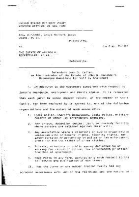 Requested Questions for Voir, United States District Court, Western District of New York in the matter of Akil Al-Jundi, et al. v. Estate of Nelson A. Rockefeller, et al.