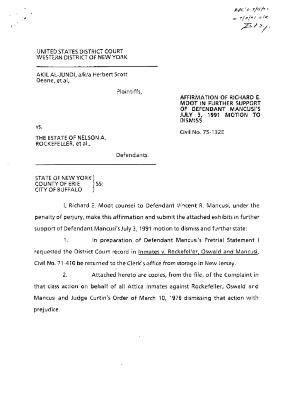 Affirmation of Moot, United States District Court, Western District of New York in the matter of Akil Al-Jundi, et al. v. Estate of Nelson A. Rockefeller, et al.